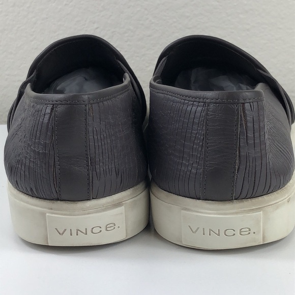 2/$30 VINCE Loafers Size 9 Gray Textured Leather Slip-On Casual Sneakers - Picture 4 of 15